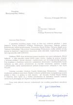 List gratulacyjny dla PWM od Prezydenta RP