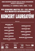Koncert laureatów VIII Konkursu muzyki XX i XXI wieku dla młodych wykonawców