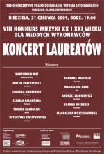                                                                                         Koncert laureatów VIII Konkursu muzyki XX i XXI wieku dla młodych wykonawców