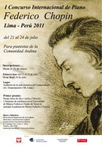                                                                                         First International Piano Competition in Lima